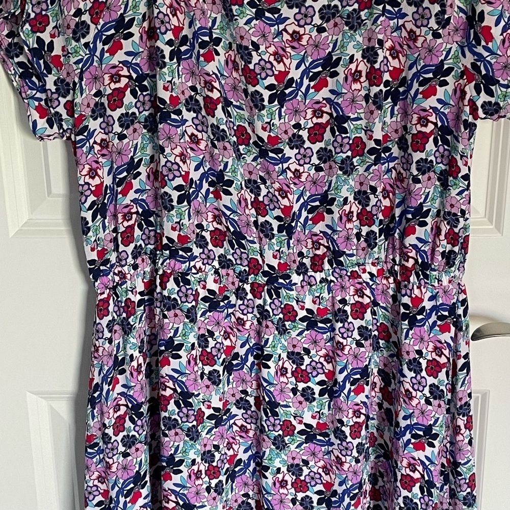 Talbots Paradise Floral Print Flutter Sleeve Popover Dress 29531 - Picture 11 of 15